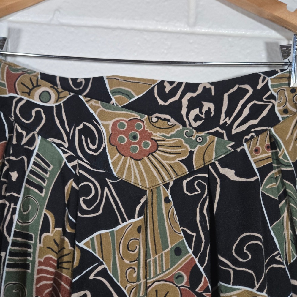 Vtg Worthington Plus‎ 16 Moody Floral Print Rayon Midi Skirt Bohemian Maximalist - Picture 3 of 7